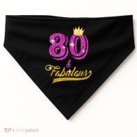 80 and Fabulous 80 yrs old B-day 80th Birthday Gift shirt USA-Made Doggie Bandana thumb 0