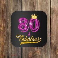 80 and Fabulous 80 yrs old B-day 80th Birthday Gift shirt Coaster thumb 0
