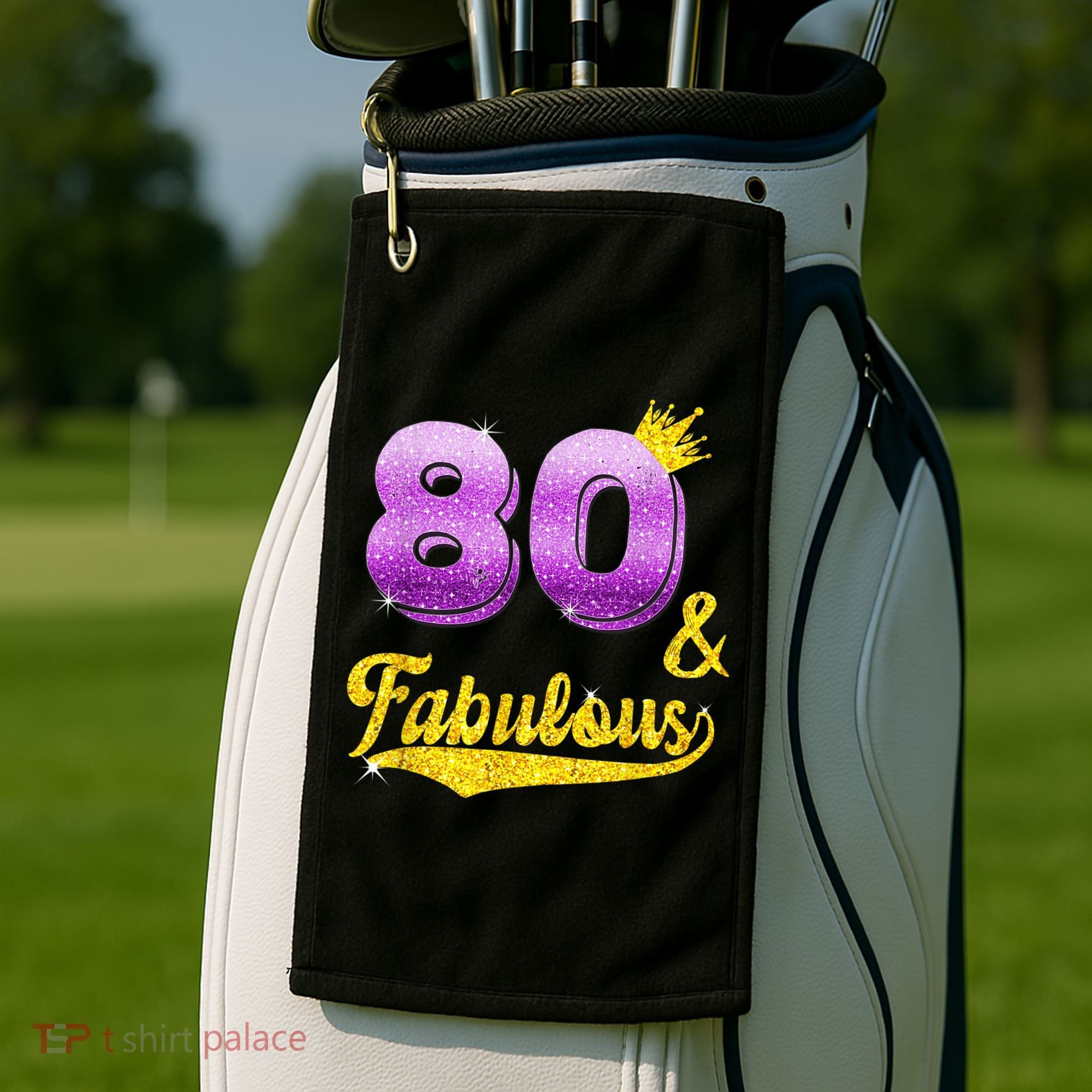 80 and fabulous - 80 years old Gift - 80th Birthday Golf Towel