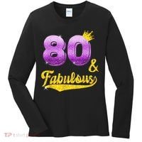 80 and fabulous - 80 years old Gift - 80th Birthday Women's Long Sleeve Shirt thumb 0