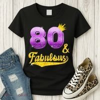 80 and fabulous - 80 years old Gift - 80th Birthday Women's T-Shirt thumb 3
