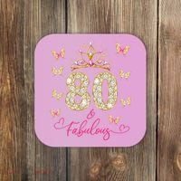 80 And Fabulous 80 Years Old Women 80th Birthday Coaster thumb 0
