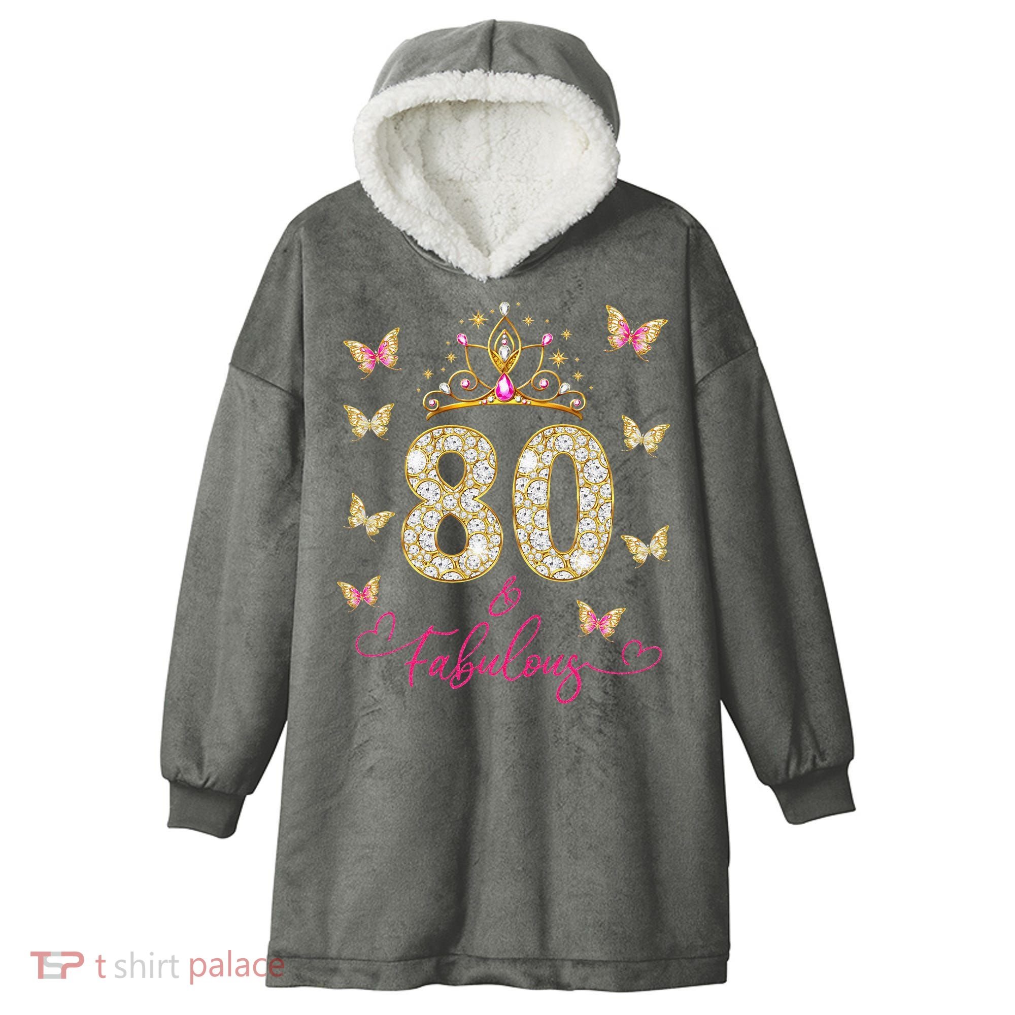 80 And Fabulous 80 Years Old Women 80th Birthday Hooded Wearable Blanket