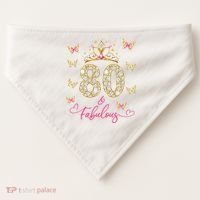 80 And Fabulous 80 Years Old Women 80th Birthday USA-Made Doggie Bandana thumb 0