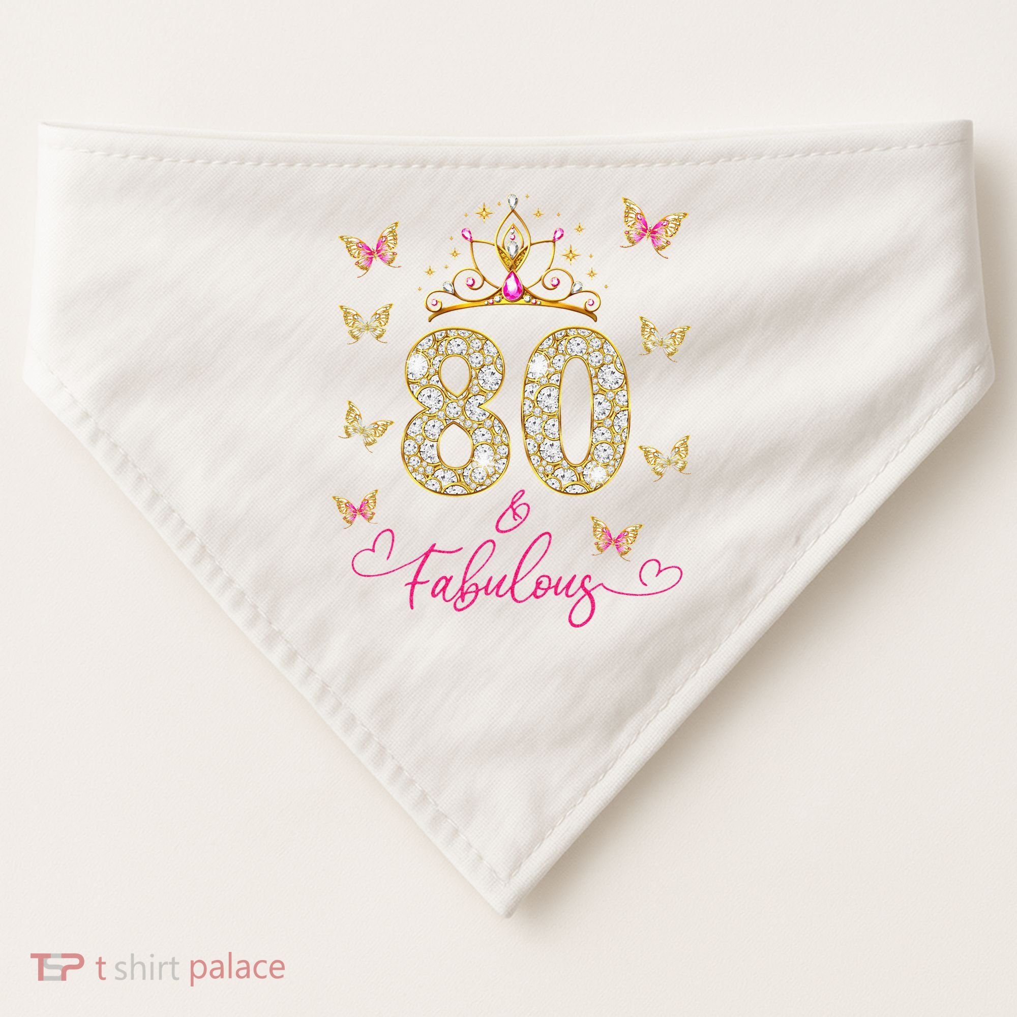 80 And Fabulous 80 Years Old Women 80th Birthday USA-Made Doggie Bandana