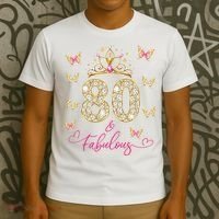 80 And Fabulous 80 Years Old Women 80th Birthday T-Shirt thumb 3