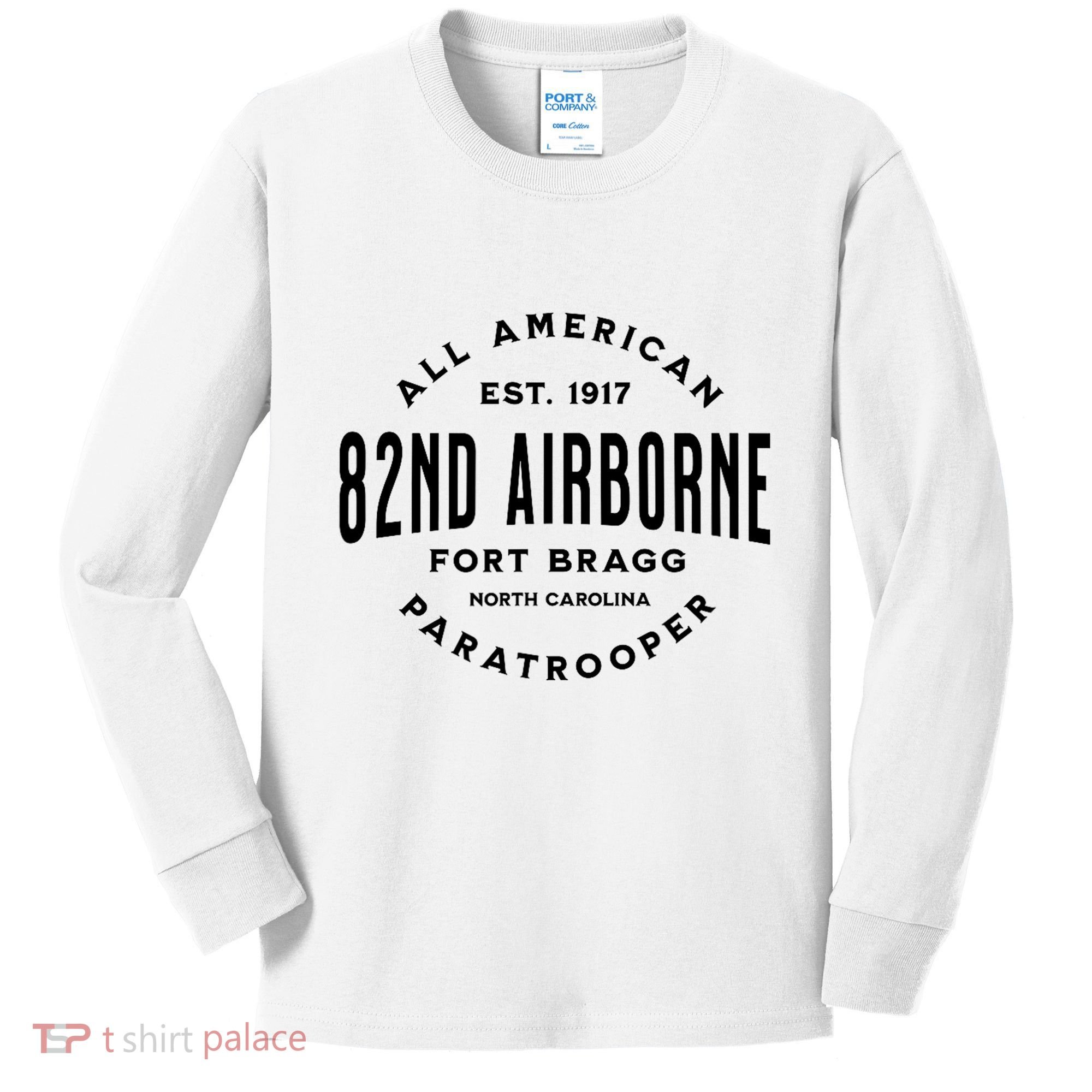82nd Airborne Paratrooper Fort Bragg All American Veteran Kids Long Sleeve Shirt