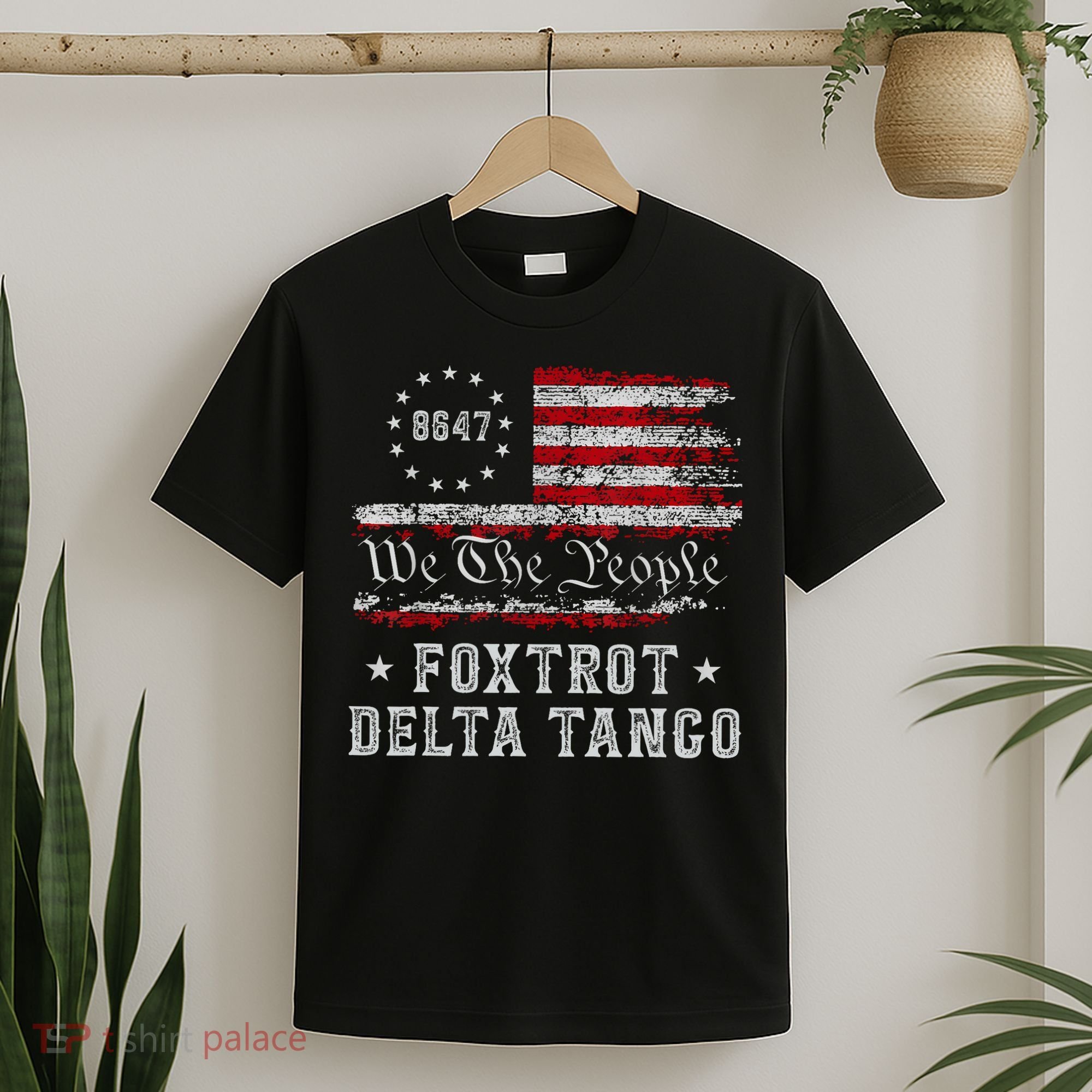 8647 Anti Trump Foxtrots Deltas Tangos Impeach 47 86 47 Flag T-Shirt