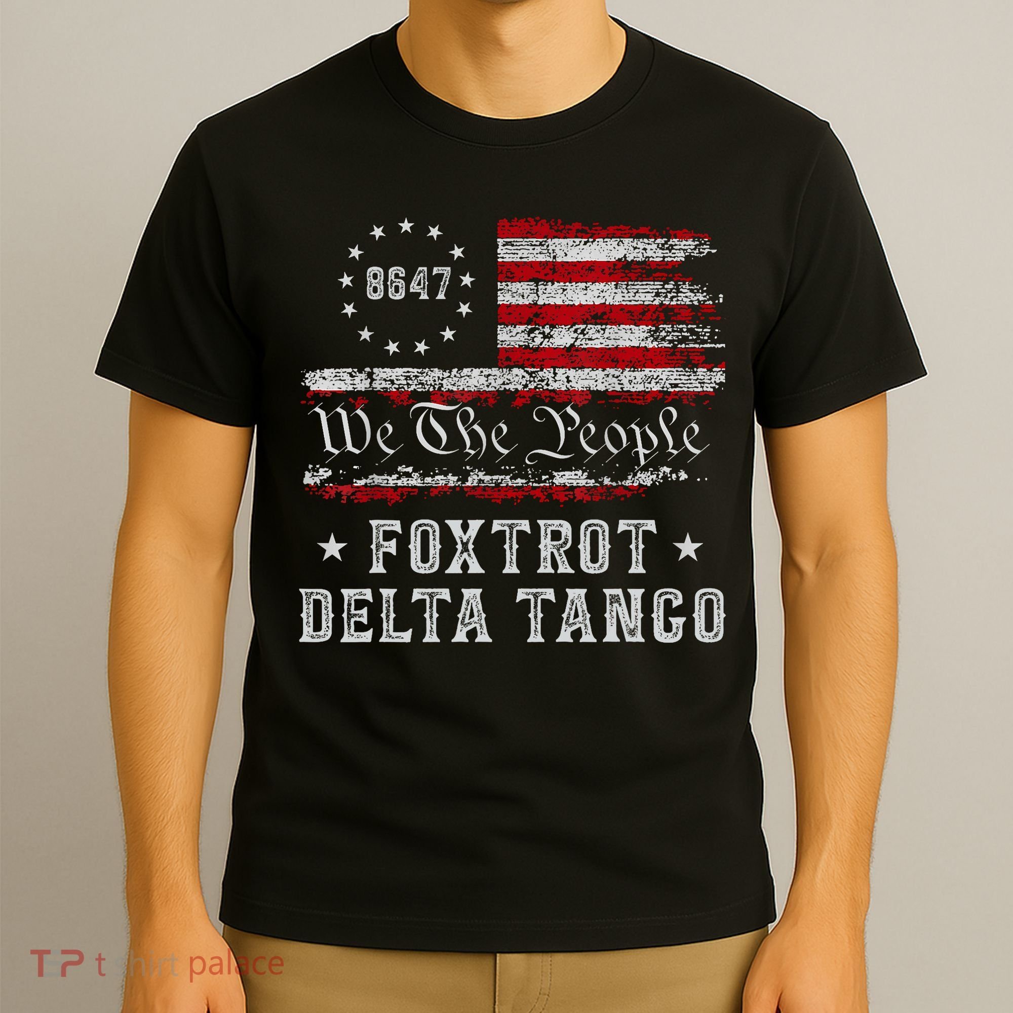 8647 Anti Trump Foxtrots Deltas Tangos Impeach 47 86 47 Flag T-Shirt