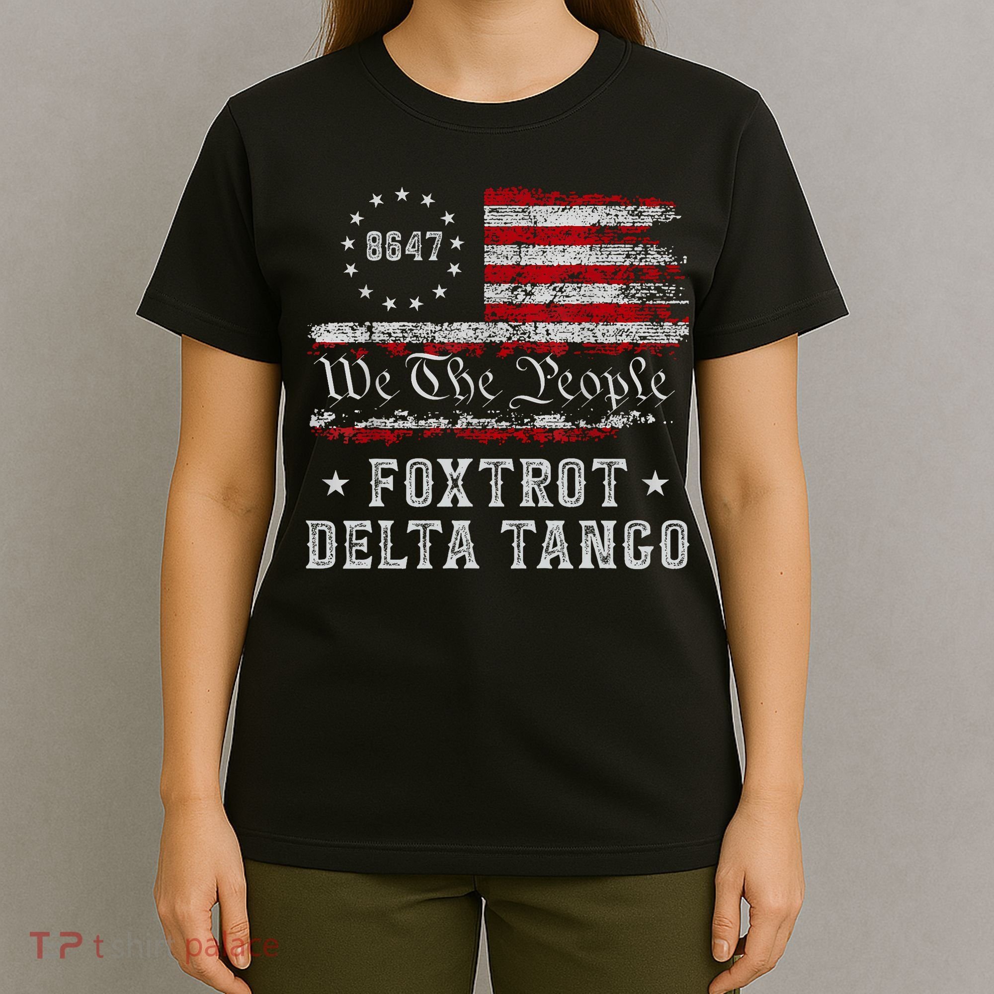 8647 Anti Trump Foxtrots Deltas Tangos Impeach 47 86 47 Flag T-Shirt