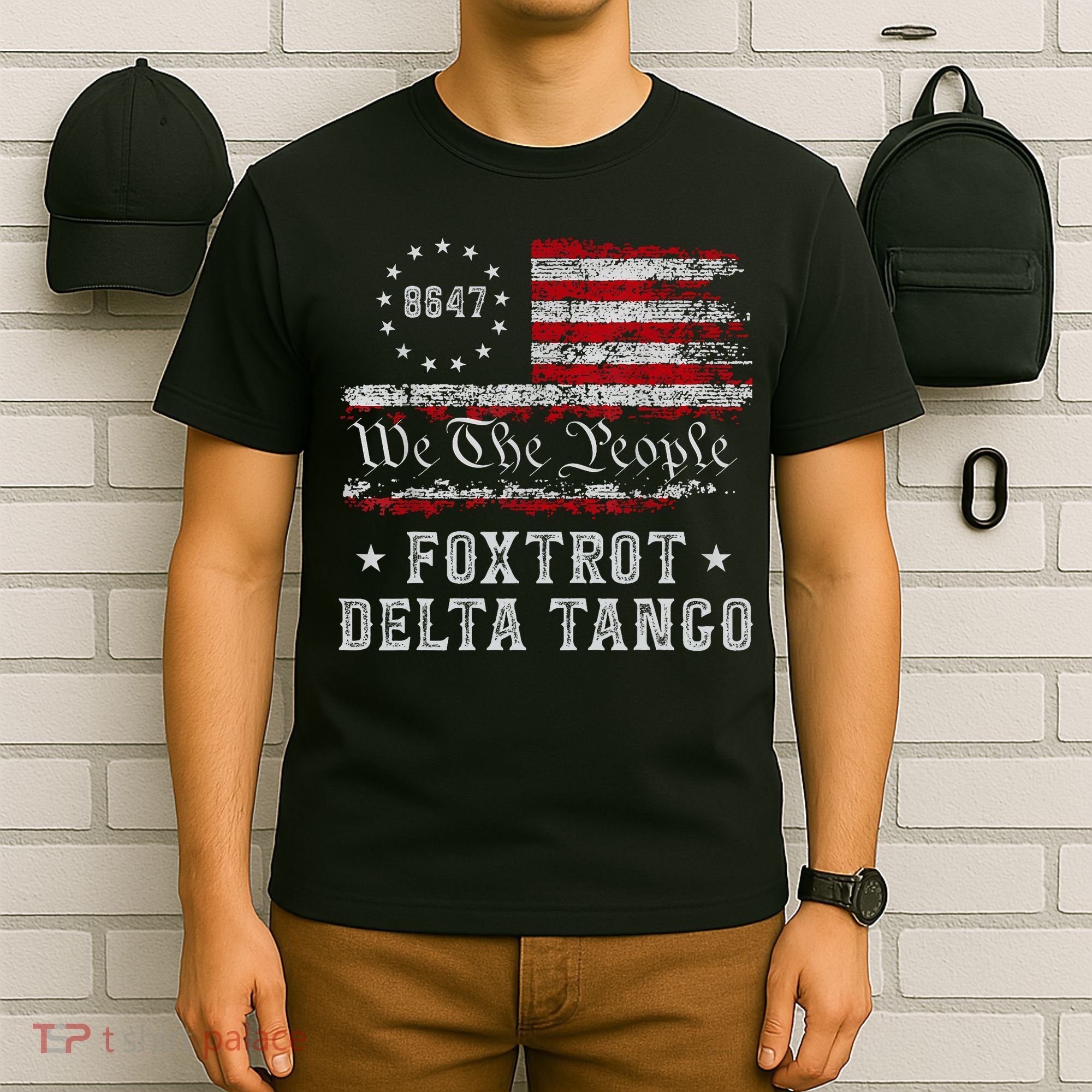 8647 Anti Trump Foxtrots Deltas Tangos Impeach 47 86 47 Flag T-Shirt