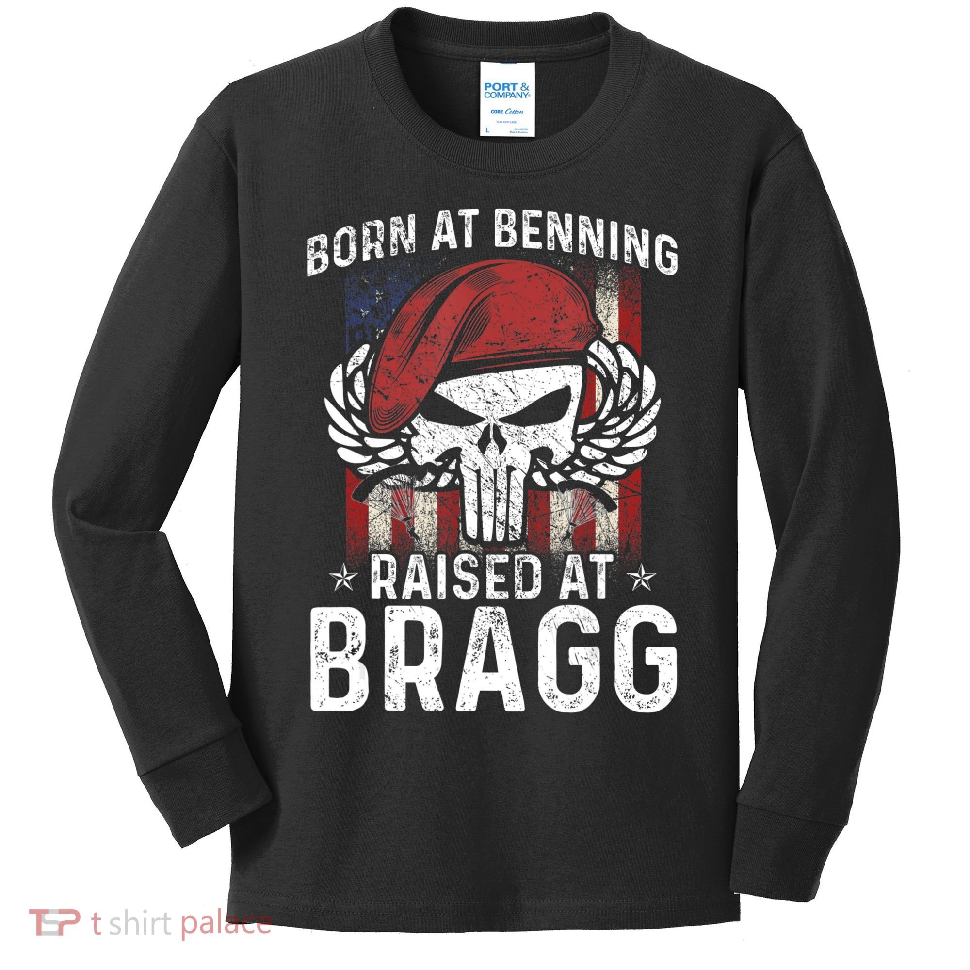 82nd Airborne Veteran Born At Ft Benning Raised Fort Bragg Kids Long Sleeve Shirt