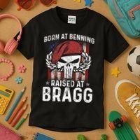 82nd Airborne Veteran Born At Ft Benning Raised Fort Bragg Kids T-Shirt thumb 3
