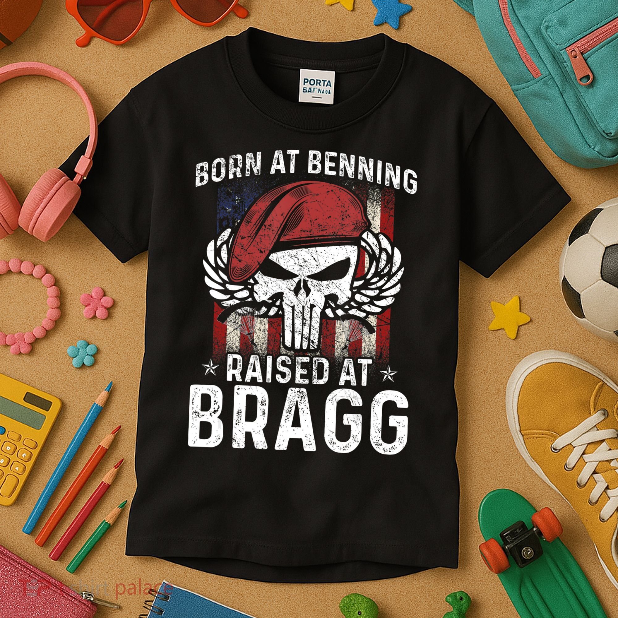 82nd Airborne Veteran Born At Ft Benning Raised Fort Bragg Kids T-Shirt