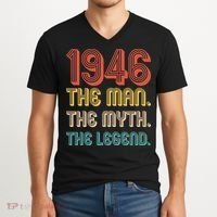 80th Birthday 1946 The Man Myth The Legend V-Neck T-Shirt thumb 2