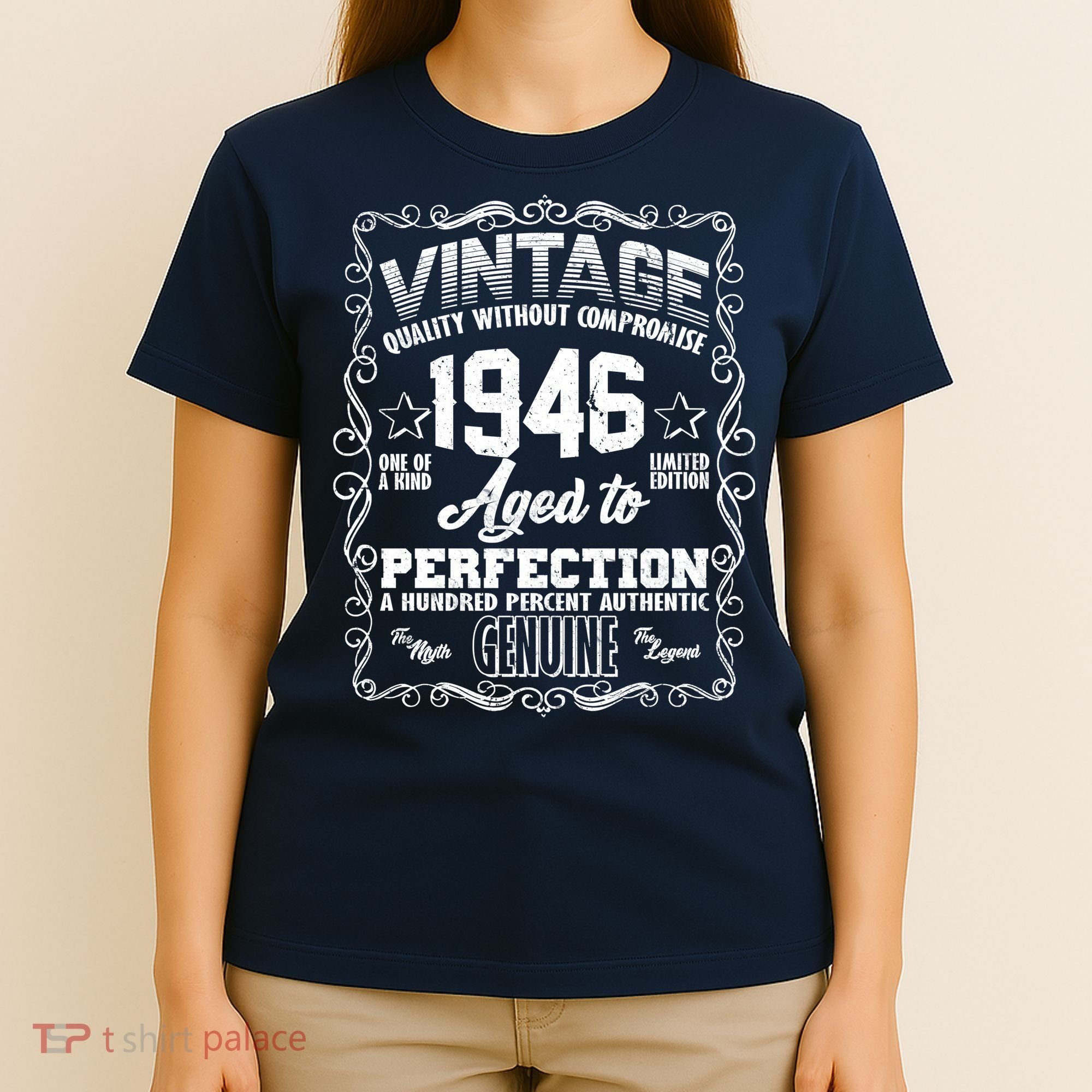 80th Birthday 1946 Vintage Quality Without Compromise Aged To Perfection Genuine T-Shirt