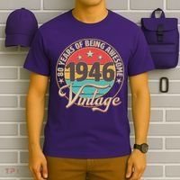 80th Birthday 80 Years Of Being Awesome 1946 Vintage  T-Shirt thumb 6