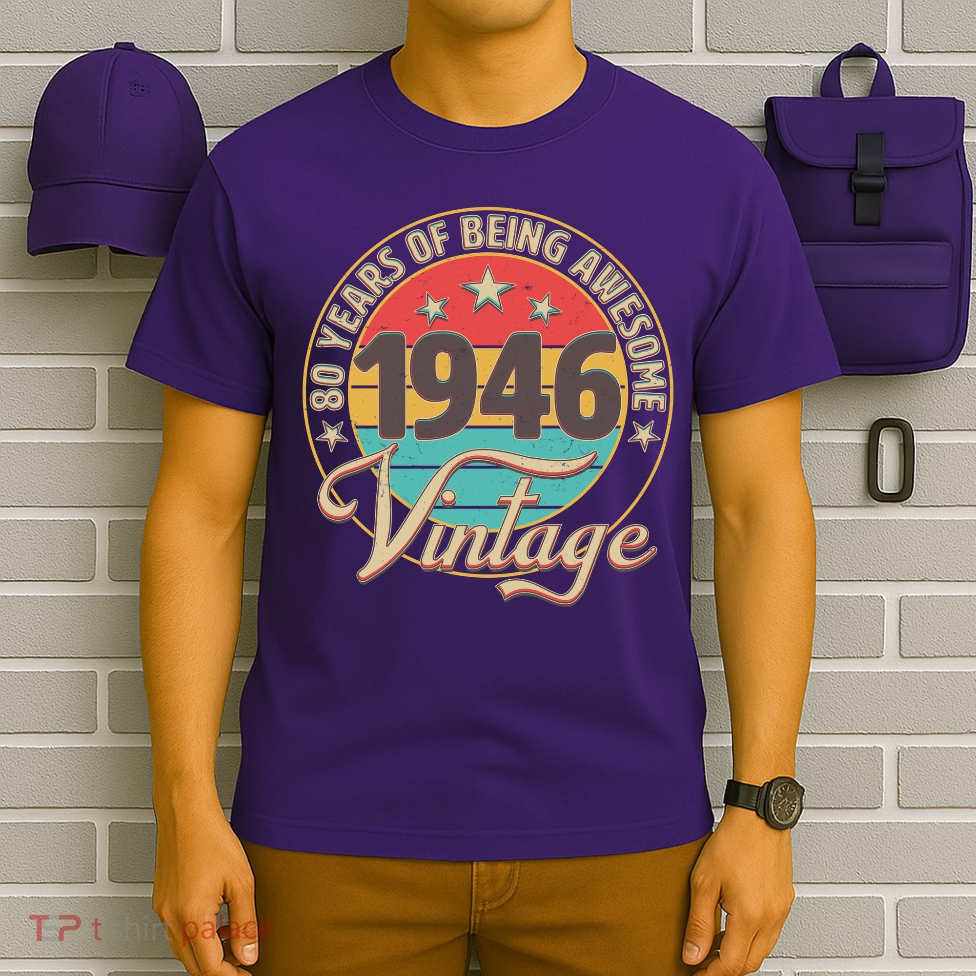 80th Birthday 80 Years Of Being Awesome 1946 Vintage  T-Shirt