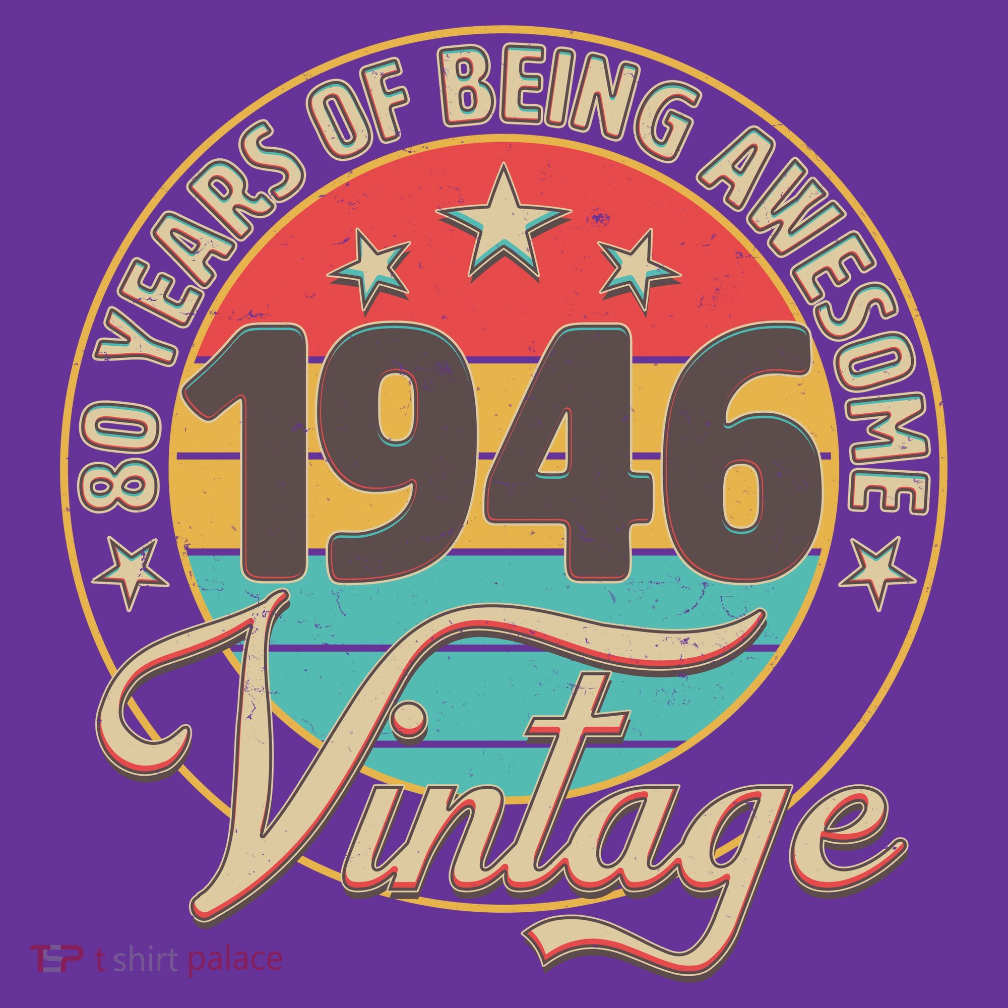 80th Birthday 80 Years Of Being Awesome 1946 Vintage  T-Shirt