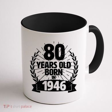 80th Birthday 80 Years Old Born In 1946 Wreath Banner  Coffee Mug back