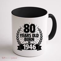 80th Birthday 80 Years Old Born In 1946 Wreath Banner  Coffee Mug thumb 1