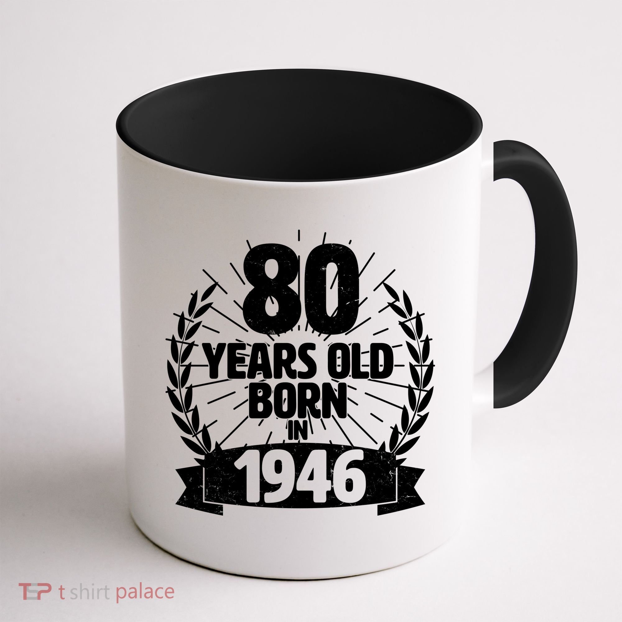 80th Birthday 80 Years Old Born In 1946 Wreath Banner  Coffee Mug