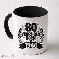 80th Birthday 80 Years Old Born In 1946 Wreath Banner  Coffee Mug thumb 0