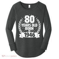 80th Birthday 80 Years Old Born In 1946 Wreath Banner  Women's Perfect Tri Tunic Long Sleeve Shirt thumb 0