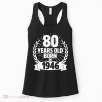80th Birthday 80 Years Old Born In 1946 Wreath Banner  Women's Tank Top thumb 0