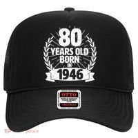 80th Birthday 80 Years Old Born In 1946 Wreath Banner  Hat thumb 0