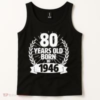 80th Birthday 80 Years Old Born In 1946 Wreath Banner  Tank Top thumb 2