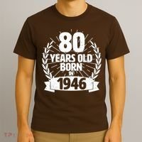 80th Birthday 80 Years Old Born In 1946 Wreath Banner  T-Shirt thumb 3