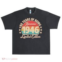 80th Birthday 80 Years Of Being Awesome 1946 Limited Edition Urban Oversized Heavyweight T-Shirt thumb 0