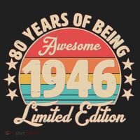 80th Birthday 80 Years Of Being Awesome 1946 Limited Edition Urban Oversized Heavyweight T-Shirt thumb 2