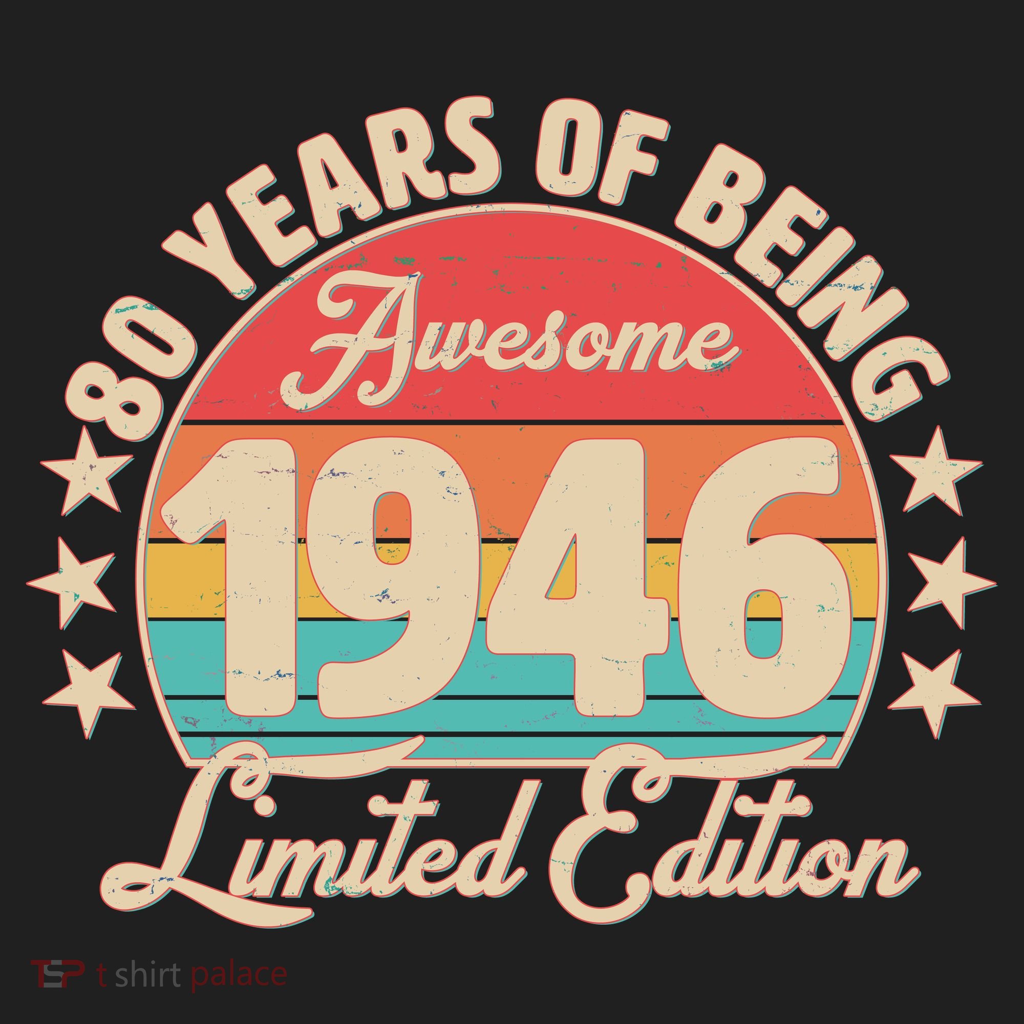 80th Birthday 80 Years Of Being Awesome 1946 Limited Edition Urban Oversized Heavyweight T-Shirt