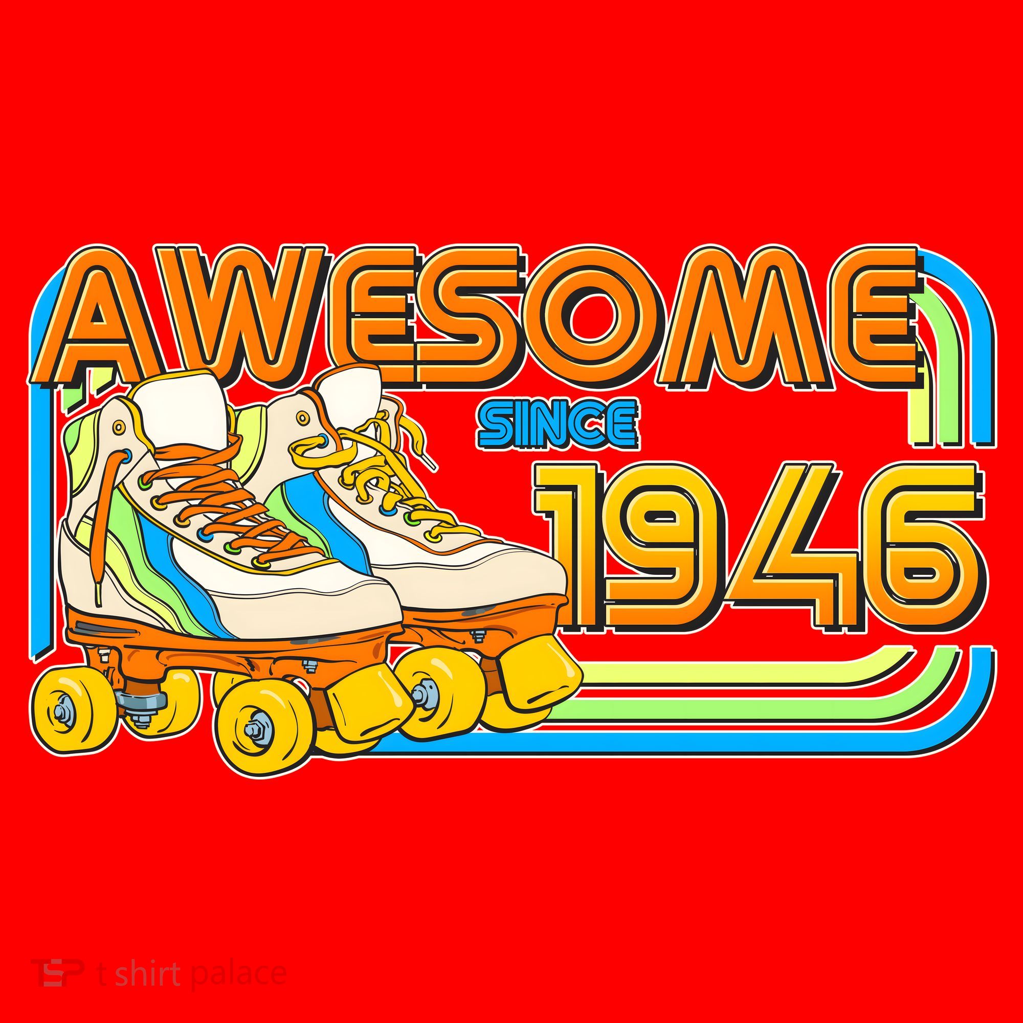 80th Birthday Awesome Since 1946 Retro Roller Skates  Santa Hat