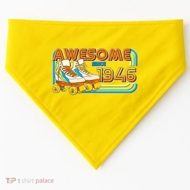 80th Birthday Awesome Since 1946 Retro Roller Skates  USA-Made Doggie Bandana