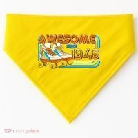 80th Birthday Awesome Since 1946 Retro Roller Skates  USA-Made Doggie Bandana thumb 0