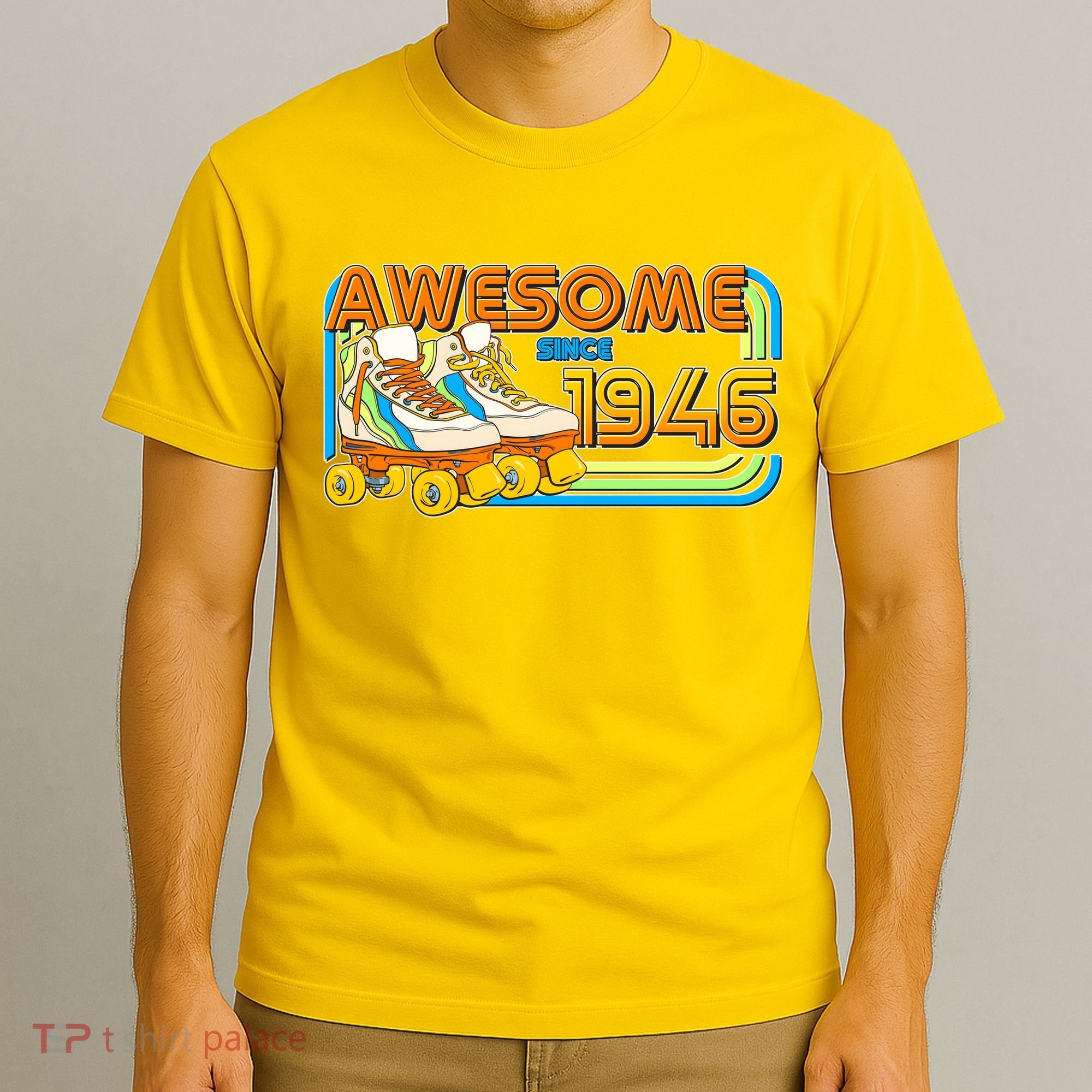 80th Birthday Awesome Since 1946 Retro Roller Skates  T-Shirt