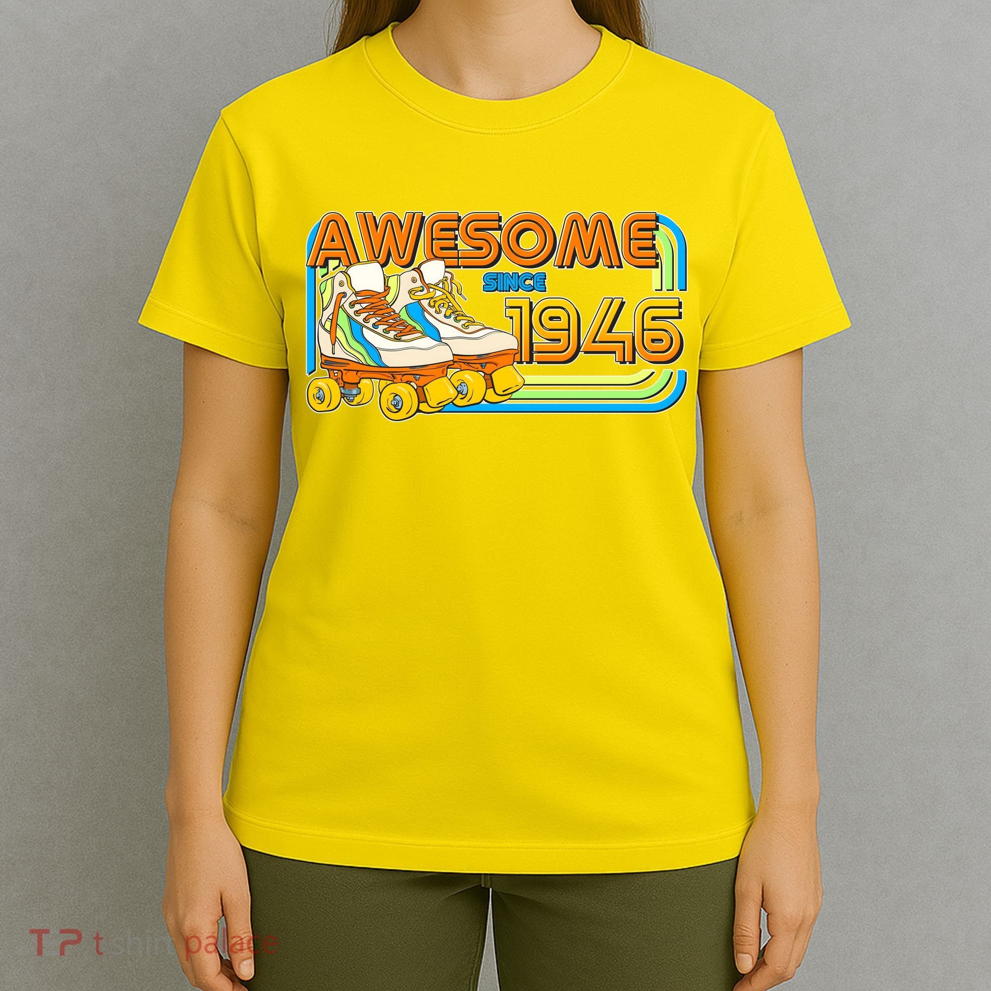 80th Birthday Awesome Since 1946 Retro Roller Skates  T-Shirt