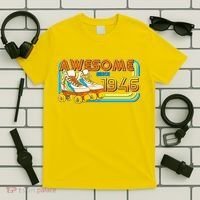 80th Birthday Awesome Since 1946 Retro Roller Skates  T-Shirt thumb 5