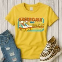 80th Birthday Awesome Since 1946 Retro Roller Skates  Women's T-Shirt thumb 3