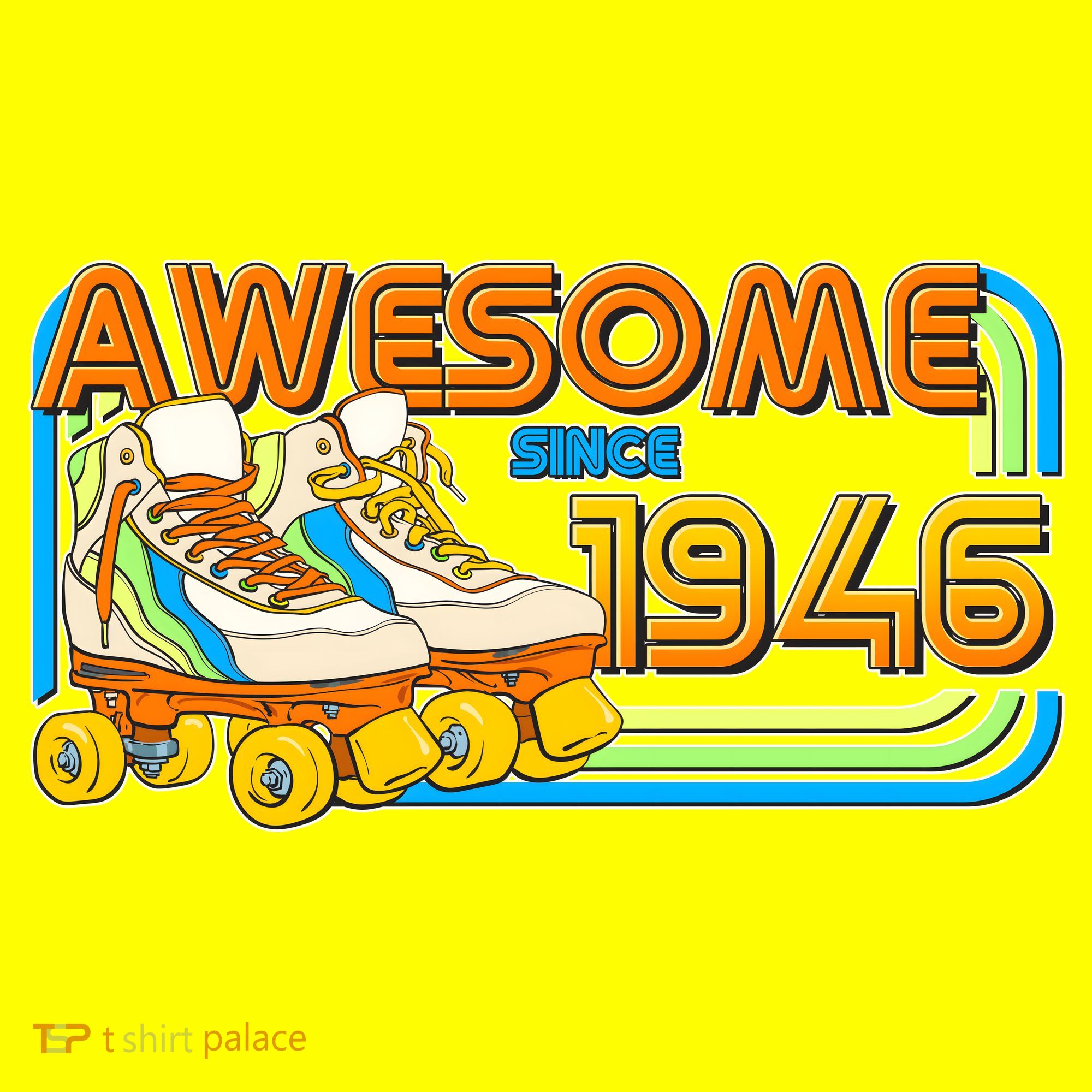 80th Birthday Awesome Since 1946 Retro Roller Skates  Women's T-Shirt