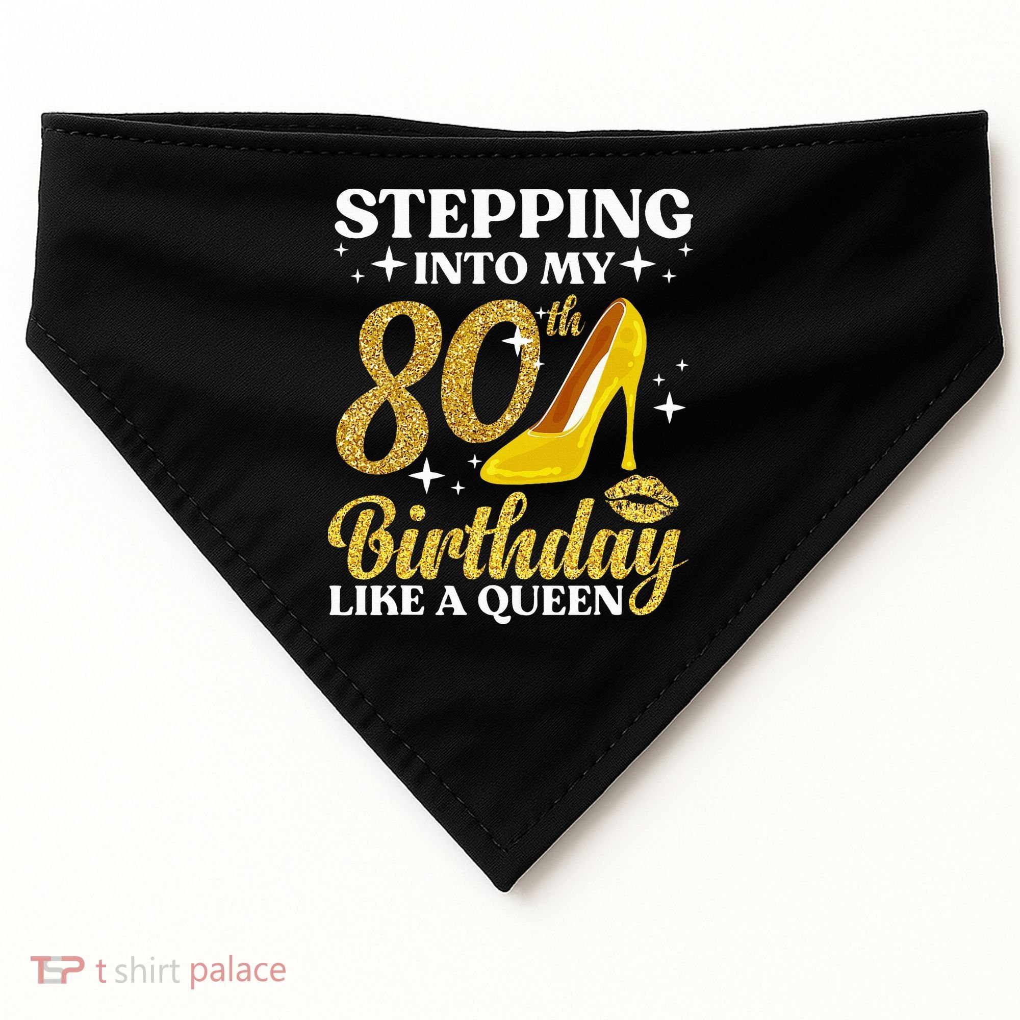 80th Birthday Art For Ladies Turning 80 Gag USA-Made Doggie Bandana