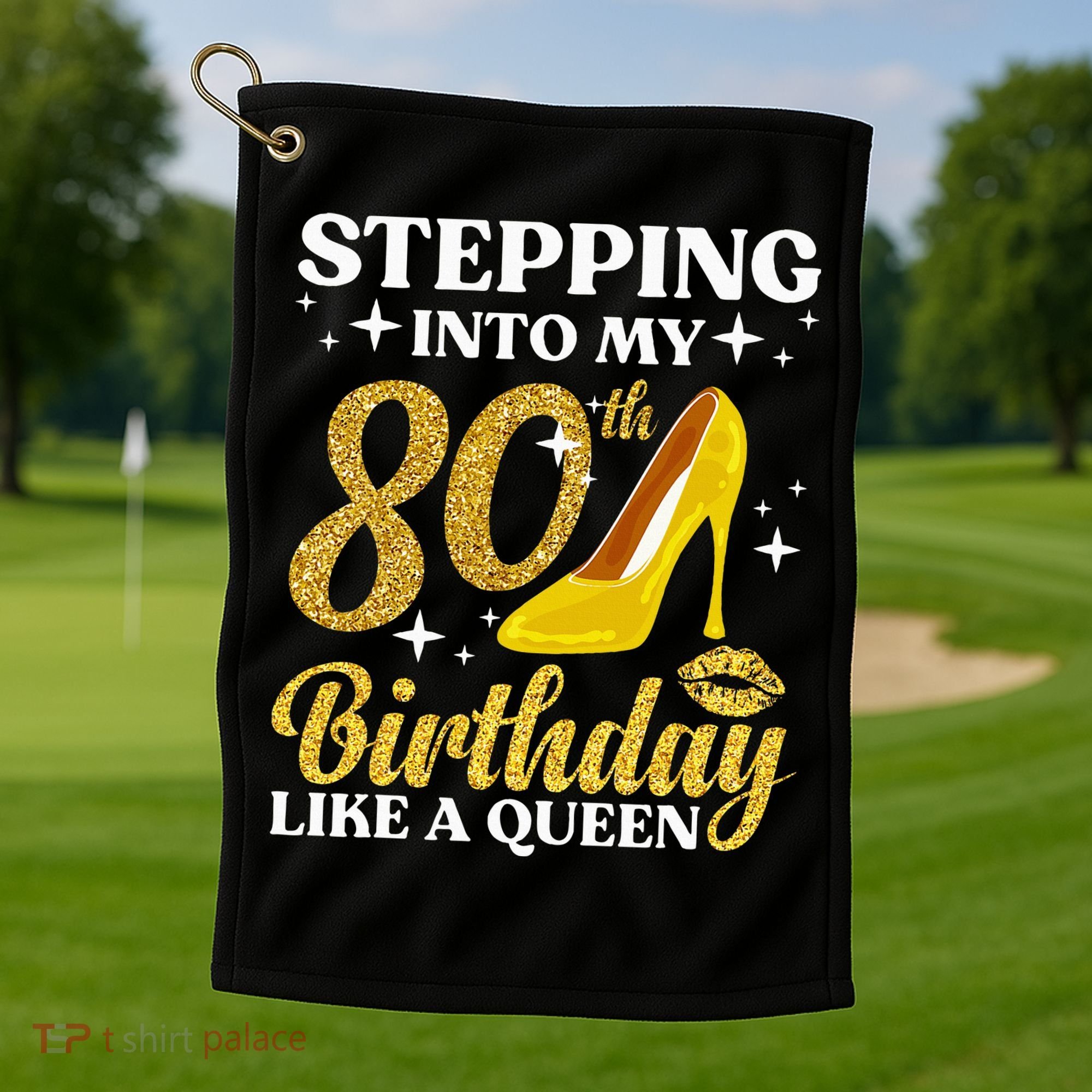 80th Birthday Art For Ladies Turning 80 Gag Golf Towel