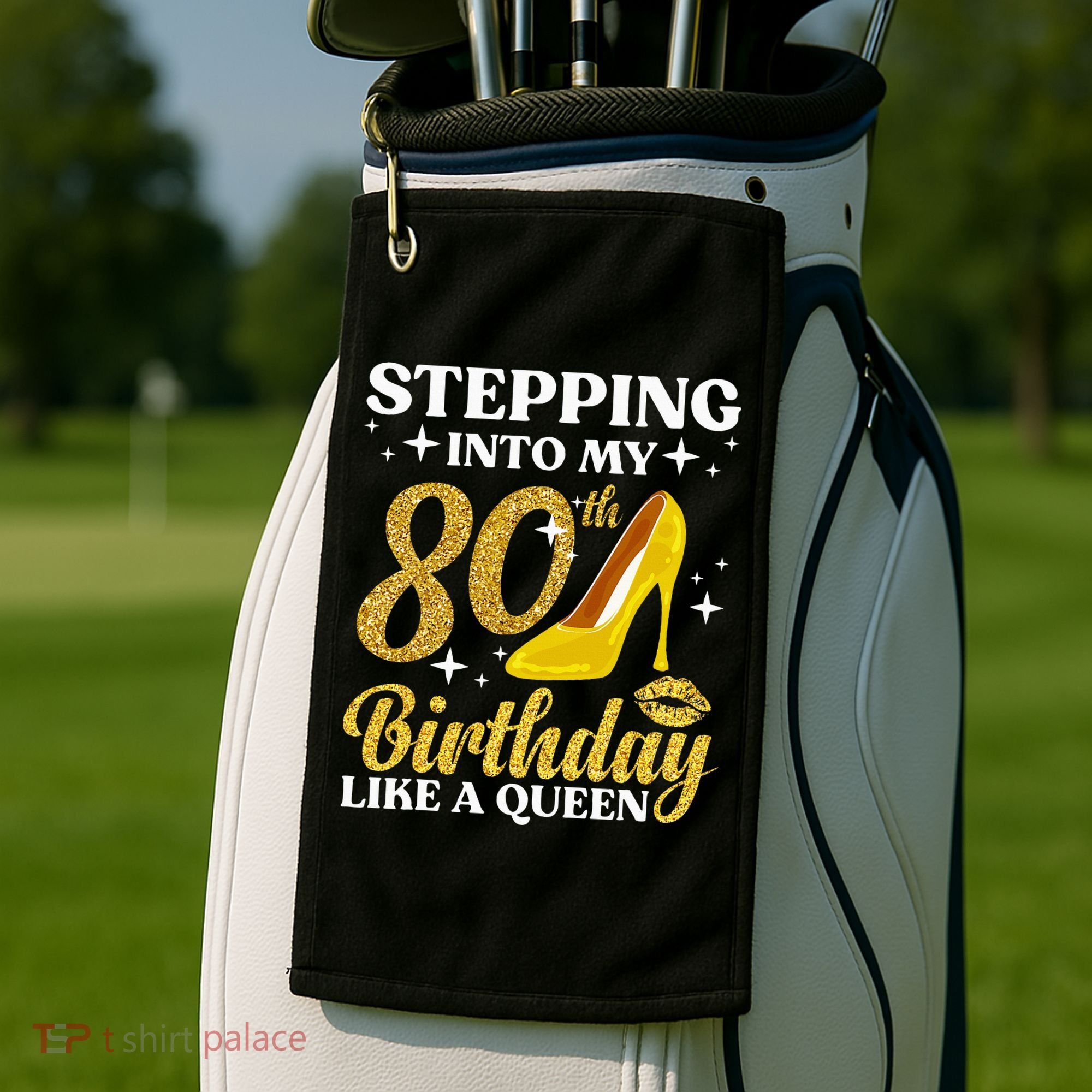 80th Birthday Art For Ladies Turning 80 Gag Golf Towel