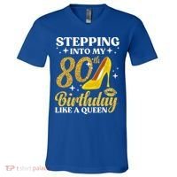 80th Birthday Art For Ladies Turning 80 Gag V-Neck T-Shirt thumb 0