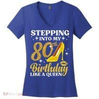 80th Birthday Art For Ladies Turning 80 Gag Women's V-Neck T-Shirt thumb 0