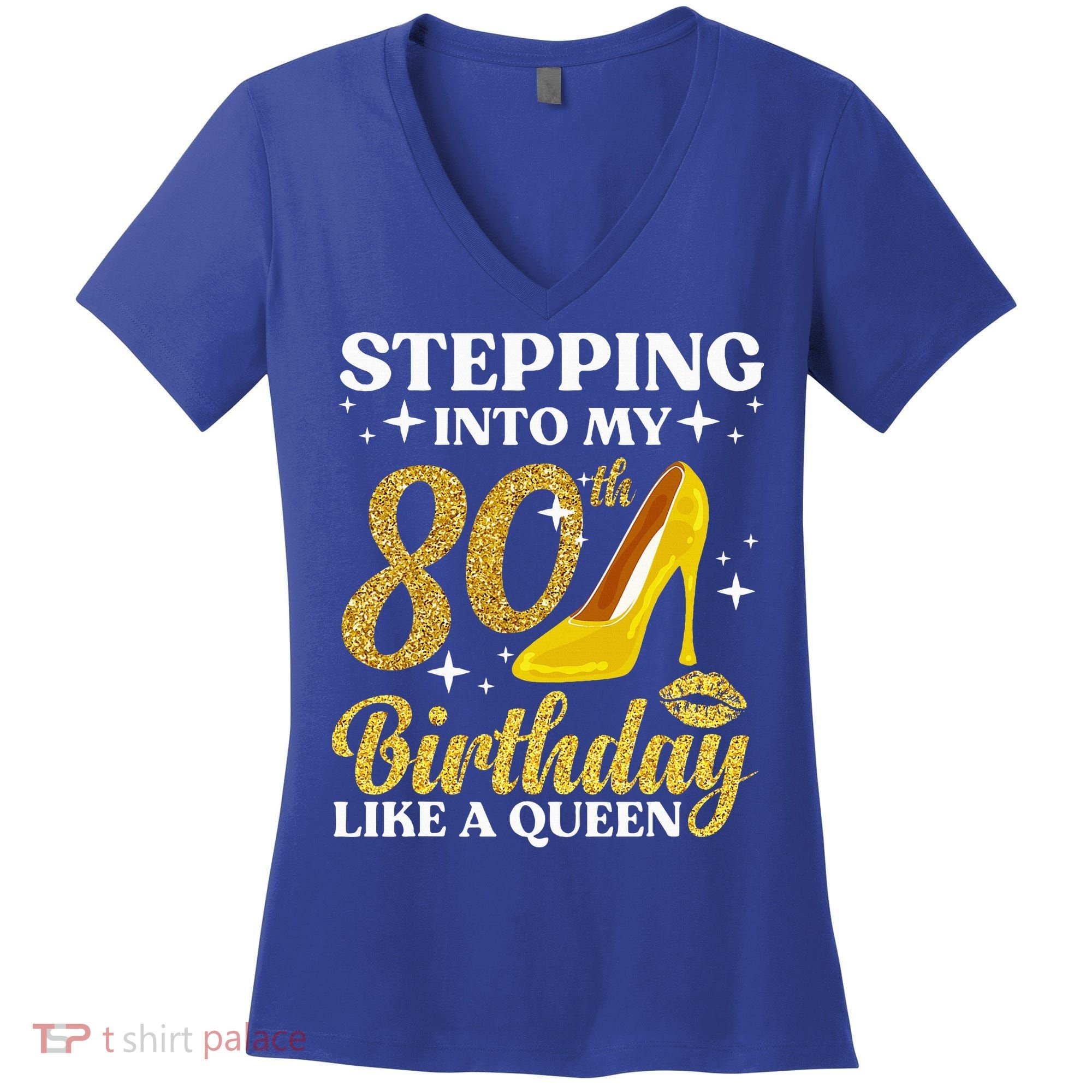 80th Birthday Art For Ladies Turning 80 Gag Women's V-Neck T-Shirt