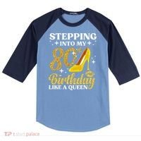 80th Birthday Art For Ladies Turning 80 Gag Raglan Baseball Sleeve Shirt thumb 0